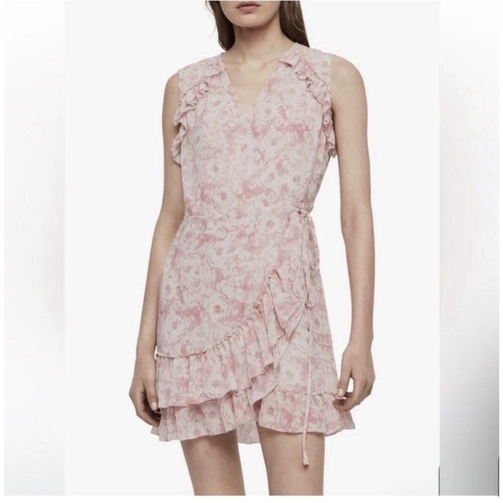 ALL SAINTS Priya Rosa Wrap Dress Mini Floral Wrap Size XS